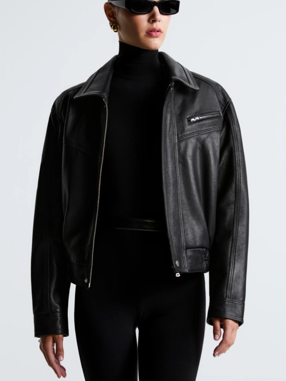 Nour Hammour Lamb Leather Biker Jacket Size 38 / Medium New